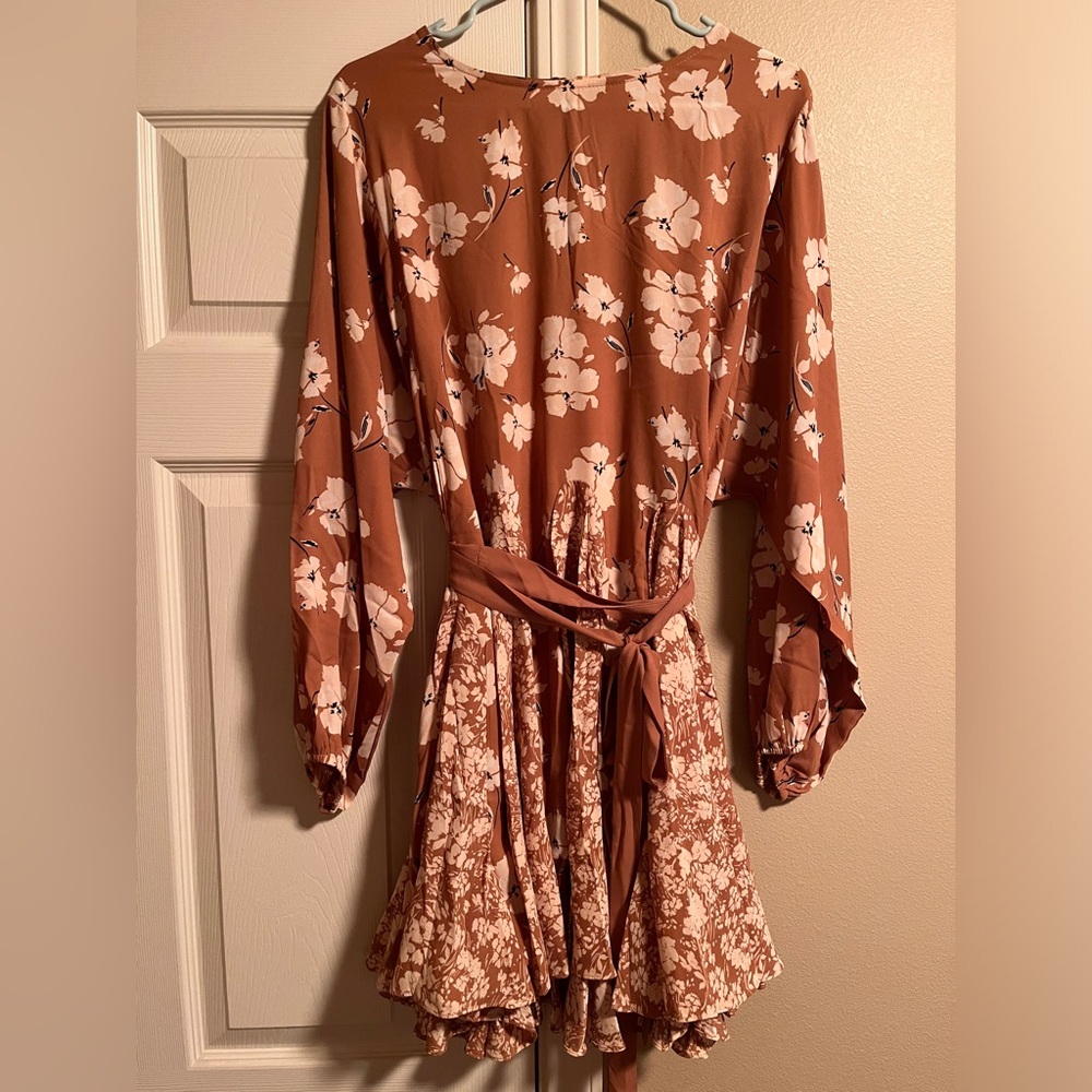 Pink Lily Rust Colored Flowy Dress